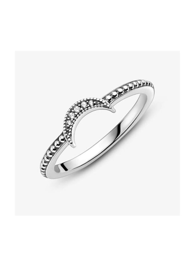 Crescent Moon Beaded Ring