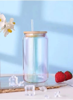 OQUERA Pack of 2 - 500ml Borosilicate Glass Cups with Glass Straw, and Bamboo Lid - Heat Resistant, Stovetop, Microwave, and Dishwasher Safe - Transparent Juice Glass, Milk Cups, Breakfast Mug,  - Image 2