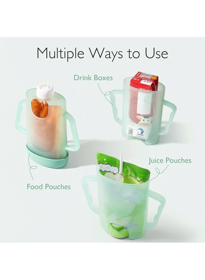 DAEVO Baby Pouch Holder No Squeeze, Baby Food & Juice Box Holder, Mess-Free, Easy Grip for Self-Feeding, BPA-Free & DEHP-Free, Must-Have for Babies, Green - Image 3