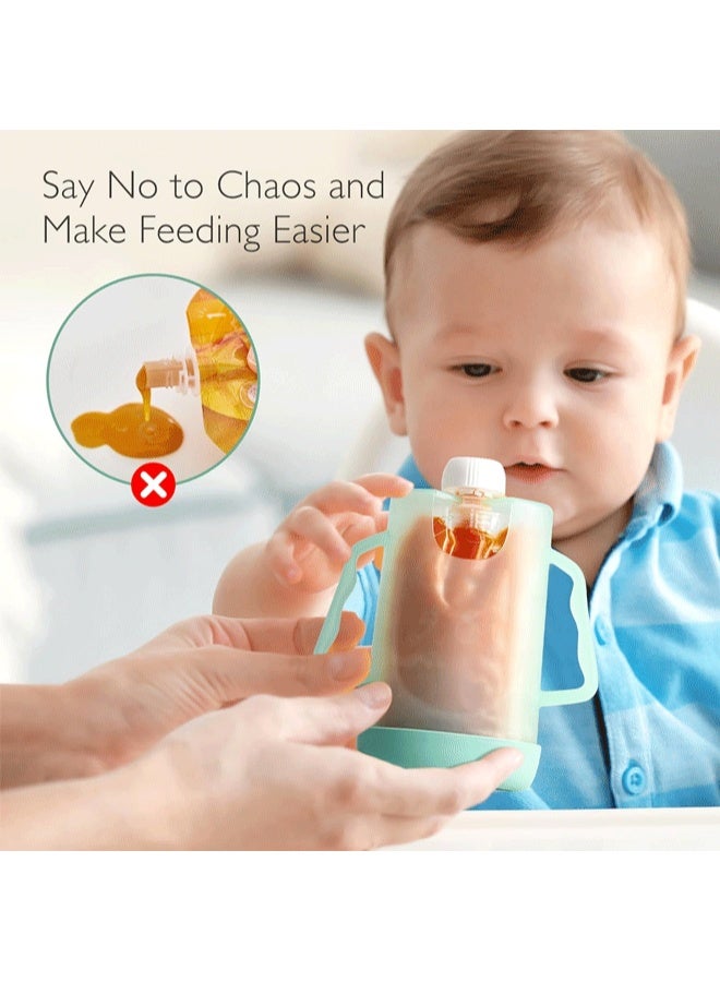 DAEVO Baby Pouch Holder No Squeeze, Baby Food & Juice Box Holder, Mess-Free, Easy Grip for Self-Feeding, BPA-Free & DEHP-Free, Must-Have for Babies, Green - Image 5