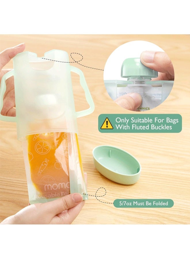 DAEVO Baby Pouch Holder No Squeeze, Baby Food & Juice Box Holder, Mess-Free, Easy Grip for Self-Feeding, BPA-Free & DEHP-Free, Must-Have for Babies, Green - Image 2