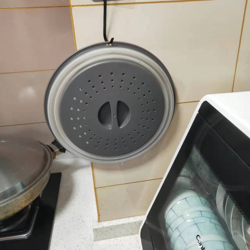 WENWELL Vented Collapsible Microwave Splatter Cover for Food,Kitchen Gadget dish bowl Plate Proof lid Can be Hung,Dishwasher-Safe,BPA-Free Silicone & Plastic,10.5 inchs,gray - Image 4