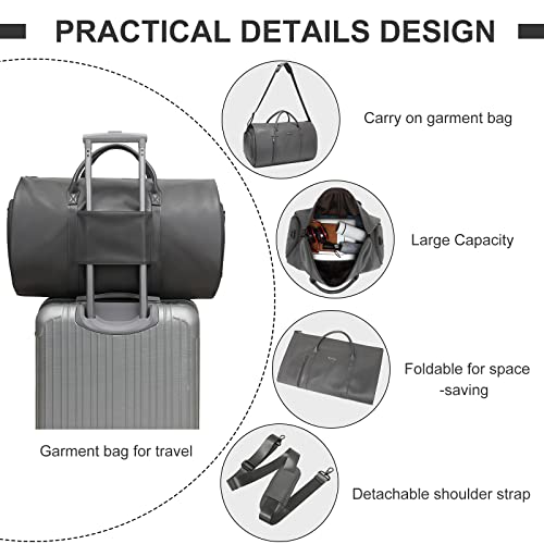 Modoker Leather Garment Bag for Travel, Modoker Carry On Suit Carrier Travel Bag with Shoulder Strap - Ideal for Business Trips and Weekend Getaways - The Garment Duffel Bag for Traveling Men Women - Image 5