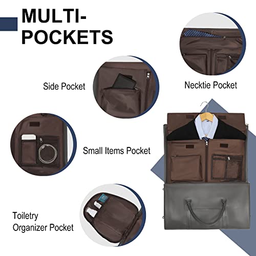Modoker Leather Garment Bag for Travel, Modoker Carry On Suit Carrier Travel Bag with Shoulder Strap - Ideal for Business Trips and Weekend Getaways - The Garment Duffel Bag for Traveling Men Women - Image 3