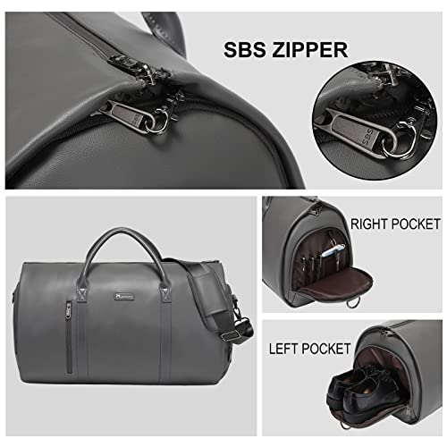 Modoker Leather Garment Bag for Travel, Modoker Carry On Suit Carrier Travel Bag with Shoulder Strap - Ideal for Business Trips and Weekend Getaways - The Garment Duffel Bag for Traveling Men Women - Image 4