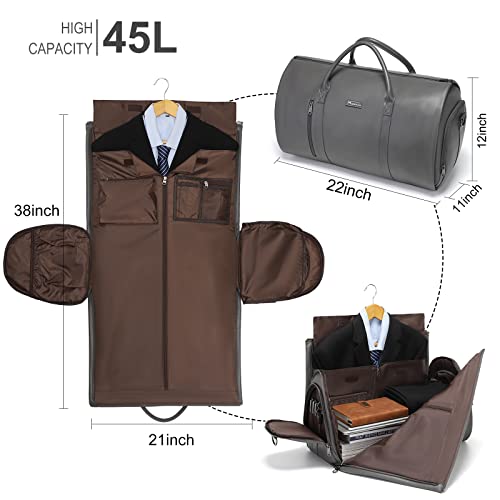 Modoker Leather Garment Bag for Travel, Modoker Carry On Suit Carrier Travel Bag with Shoulder Strap - Ideal for Business Trips and Weekend Getaways - The Garment Duffel Bag for Traveling Men Women - Image 2