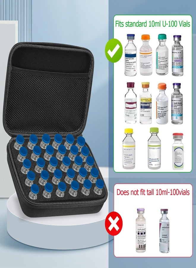 Wanheart 30-Slot Insulin Travel Case,Vial Storage Case with Mesh Pocket for Diabetic Accessories,Compact, Durable Insulin Vial Cooler for Travel and Home Organization,Perfect for 3ml Injection Vials - Image 3