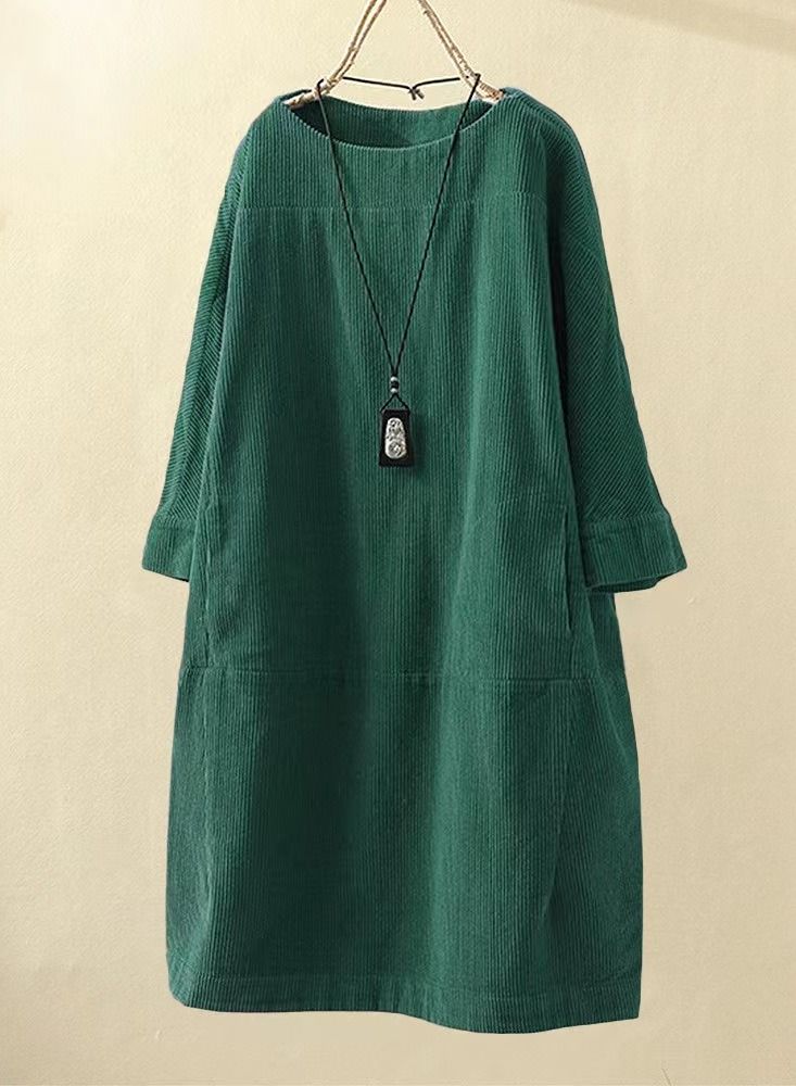 Loquat Casual Women's Round Neck A line Skirt Dress  - Image 1
