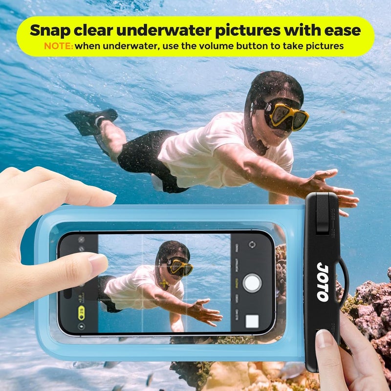 JOTO 2 Pack Waterproof Phone Pouch Case Up to 7", IPX8 Underwater Phone Case Cellphone Dry Bag for iPhone 16 15 14 13 12 Pro Max Xs Max XR X 8 7 6S Plus SE/Galaxy S24 S23 S22 S21 -Blue & Orange - Image 3