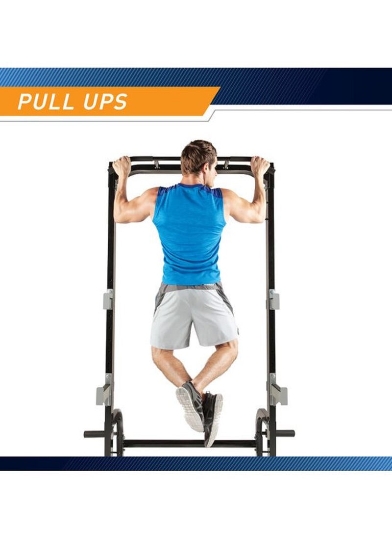 Marcy Squat Rack Durable Adjustable Strength Training Equipment With Multi-Grip Pull-Up Bar Olympic Plate Storage And Space-Saving Design For Home Gym  - Image 5