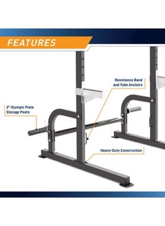 Marcy Squat Rack Durable Adjustable Strength Training Equipment With Multi-Grip Pull-Up Bar Olympic Plate Storage And Space-Saving Design For Home Gym  - Image 4