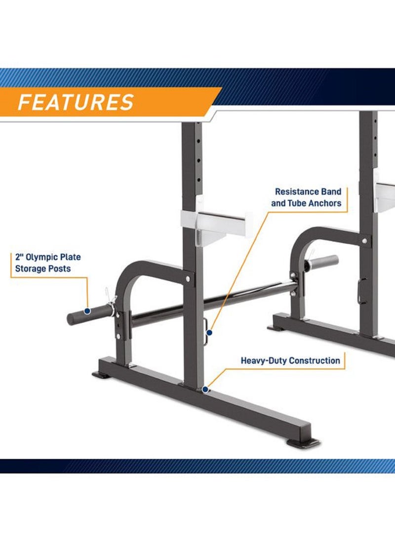 Marcy Squat Rack Durable Adjustable Strength Training Equipment With Multi-Grip Pull-Up Bar Olympic Plate Storage And Space-Saving Design For Home Gym  - Image 4