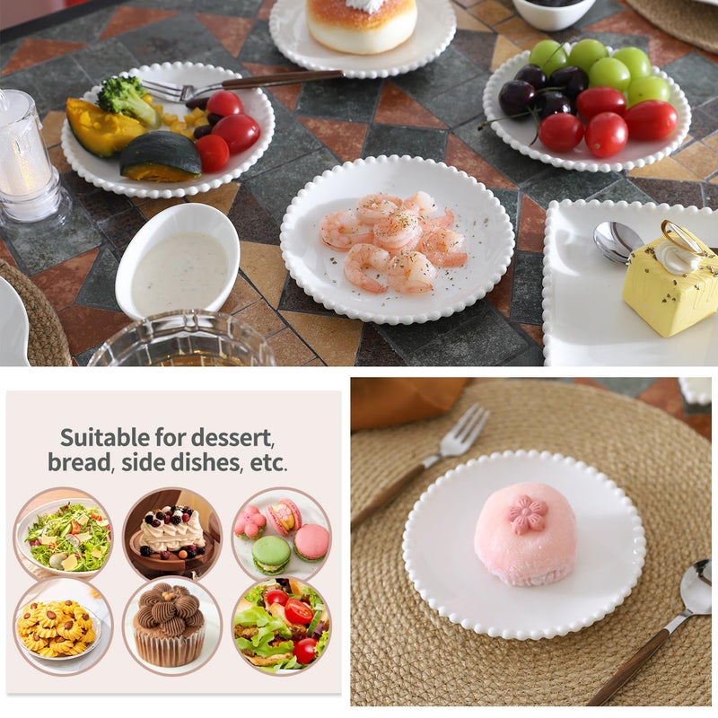 OMAYKEY 5.5 Inch Small Ceramic Dessert Plates Set of 12, Small Appetizer Plates, Porcelain Round Shaped Mini White Plate, for Cake Waffles Snacks Side Dish, Oven Microwave Dishwasher Safe - Image 2