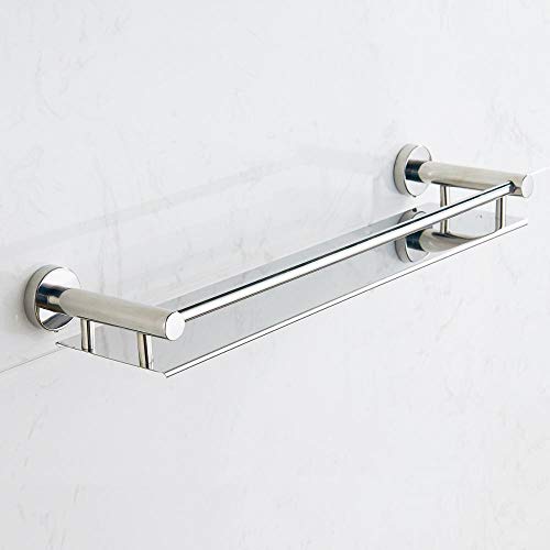 HANDY Stainless Steel Round Bathroom Shelf Bathroom Accessories Shelves Multi-Purpose Shelf for Kitchen Shelf Bedroom Home Bathroom Organiser (16 x 5 inch, Silver) - Image 1