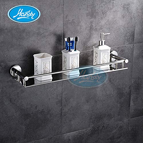 HANDY Stainless Steel Round Bathroom Shelf Bathroom Accessories Shelves Multi-Purpose Shelf for Kitchen Shelf Bedroom Home Bathroom Organiser (16 x 5 inch, Silver) - Image 2