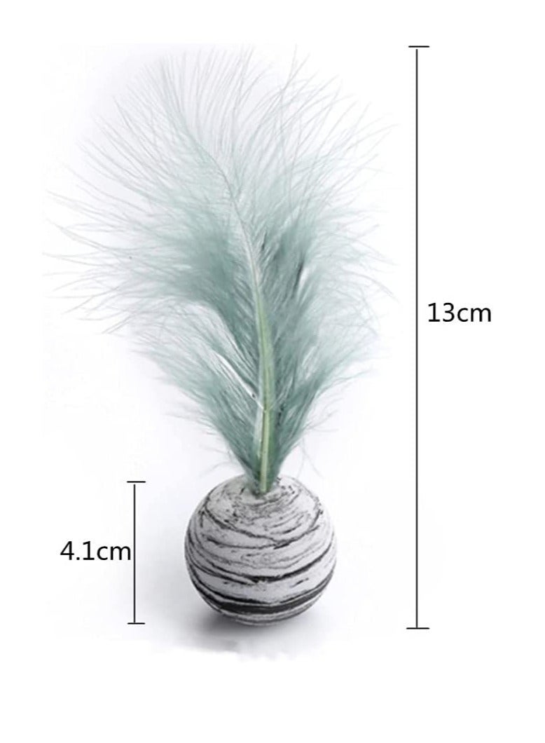 Cat Toys, Feather Ball Teaser Chew Toys Kitten Scratch Trow for Cats Kitty Teeth Cleaning Playing 2 Blue, Red, Black