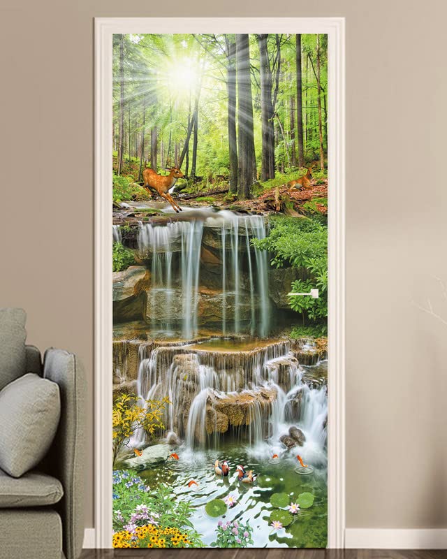 FLFK Door Sticker  Peel and Stick Landscapes Door Wallpaper Removable SelfAdhesive 303W x 787L Set of 2 Sheets