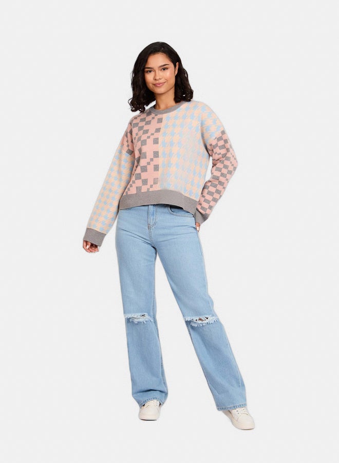 Premoda Women Pullover Cropped Colorful Multicolor  - Image 1