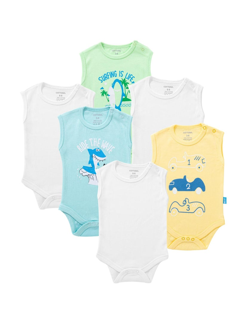 COTTONIL Pack of 6 Cotton Wide Cut Bodysuit for Baby - Image 1