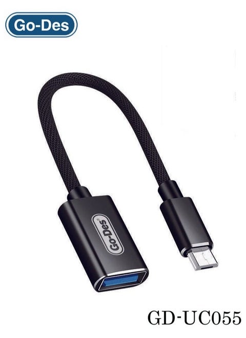 GD-UC055 Micro OTG USB Cable -- USB-C to USB Adapter for Smartphones & Tablets || High-Speed Data Transfer & Charging – Compatible with Android, Tablets, and More –- Compact and Portable OTG Solution for On-the-Go Use