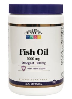 21st CENTURY Omega 3 Fish Oil 1000Mg Softgel For Heart Health, Pack Of 300'S  - Image 1