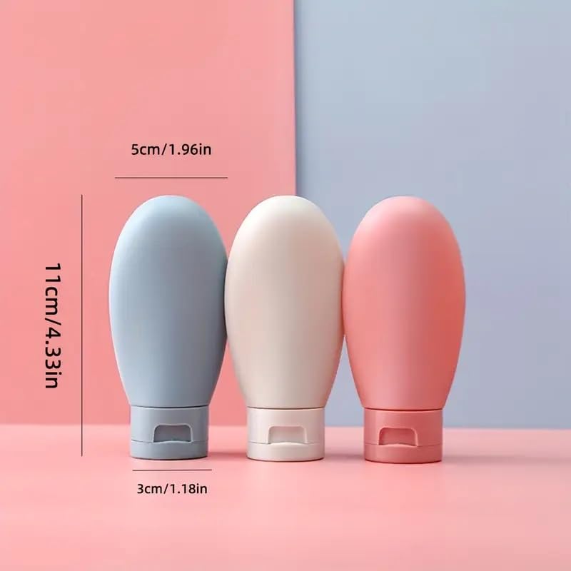 Nirency 3-Piece Multicolor Travel Bottle Set, 60ml, Silicone, Leak-Proof, Reusable, Compact, Perfect for Travel, Gym, or Daily Use - Image 5