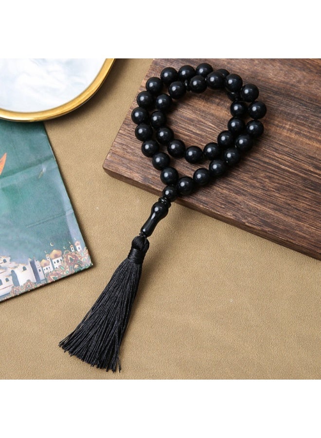 NIBEMINENT 33 Muslim Prayer Beads Black/12mm