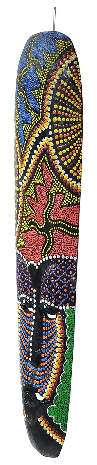 WOODENCLAVE WOODENCLAVE Wood Decorative African Hand Carved Mask 12 x 4 x 50 cm Multicolour - Image 3