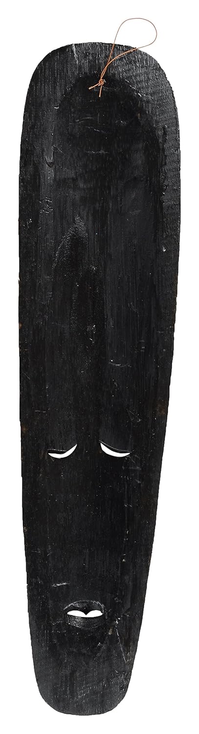 WOODENCLAVE WOODENCLAVE Wood Decorative African Hand Carved Mask 12 x 4 x 50 cm Multicolour - Image 4