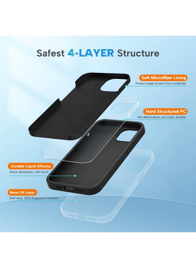 ميراكيس جراب Miracase مصمم لهاتف iPhone 13، مع واقي شاشة من الزجاج المقوى، [بطانة ناعمة من الألياف الدقيقة مضادة للخدش]، جراب هاتف من المطاط السيليكوني السائل المقاوم للصدمات مقاس 13 6.1 بوصة (أسود) - Image 4