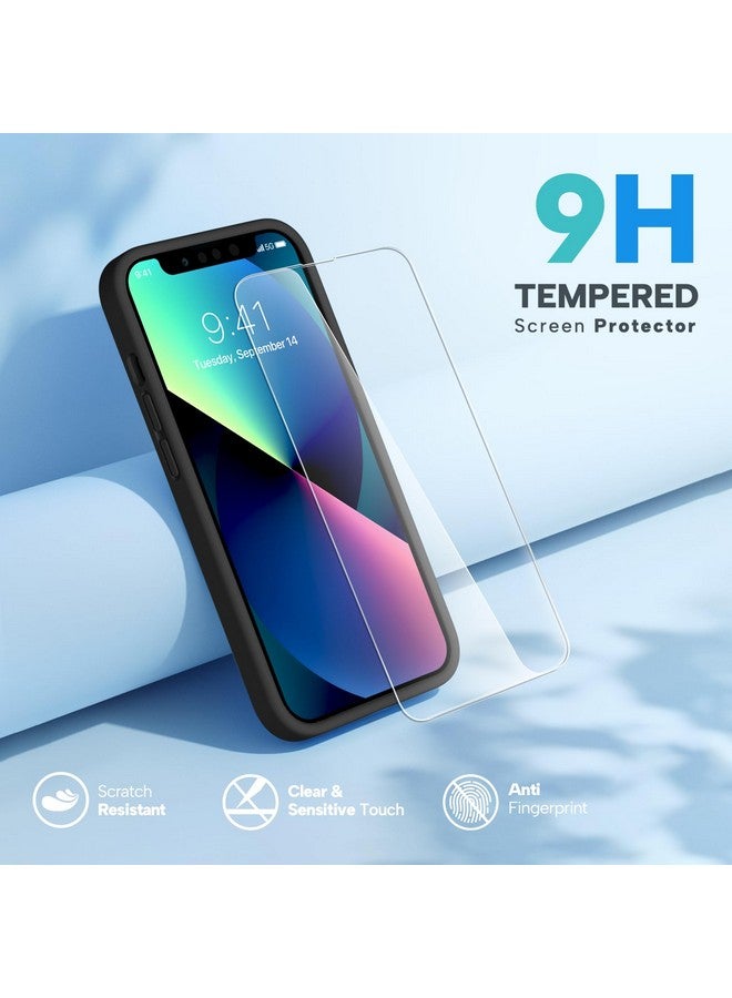 ميراكيس جراب Miracase مصمم لهاتف iPhone 13، مع واقي شاشة من الزجاج المقوى، [بطانة ناعمة من الألياف الدقيقة مضادة للخدش]، جراب هاتف من المطاط السيليكوني السائل المقاوم للصدمات مقاس 13 6.1 بوصة (أسود) - Image 2