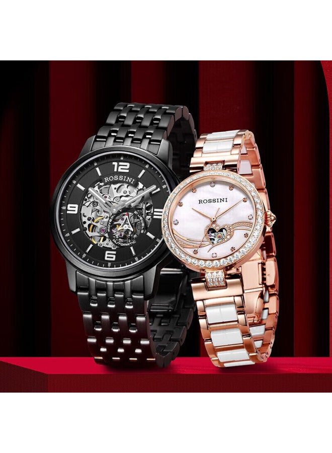 Rossini Couple's Mechanical Watch, Steel Strap, Wedding Gift, Men's And Women's Watch, Domestic Brand, Business Style, 517793/518868 - Image 3