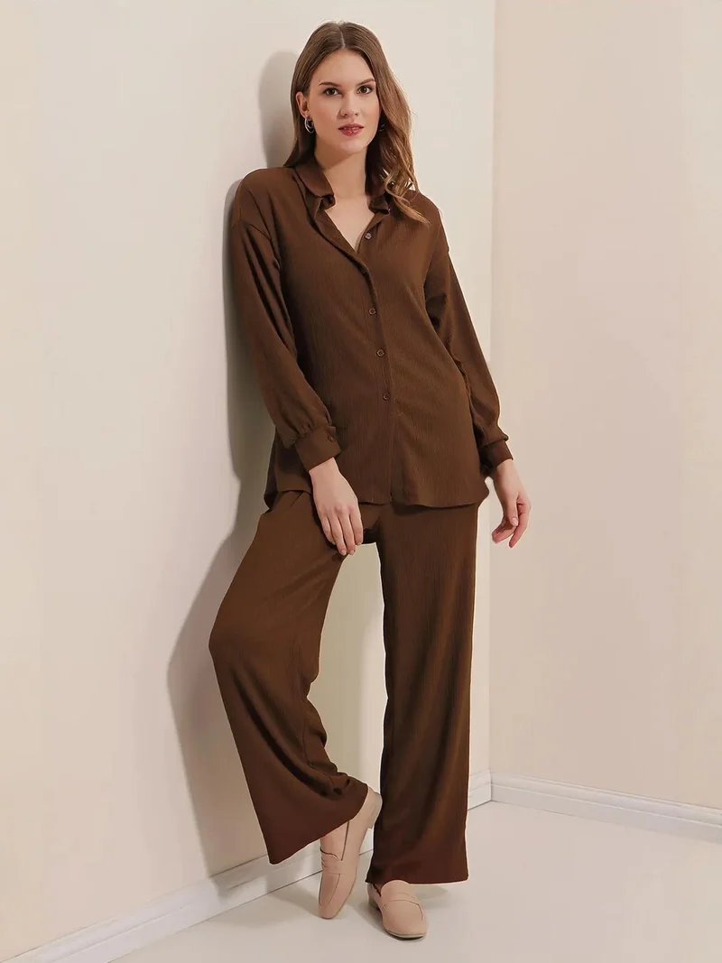 بيغ دارت طقم بيجامة محبوك بأكمام طويلة من