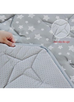 Moonsea Moonsea Octagon Playpen Mat Grey, Non Slip 8 Panel Playpen Mattress Mat Fits Regalo Extra Large Play Yard and hiccapop XL 69" Baby Playpen, Grey Star Octagon Playard Pad  - Image 4