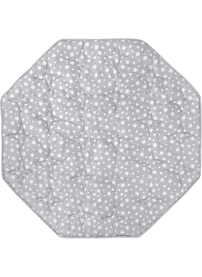 Moonsea Moonsea Octagon Playpen Mat Grey, Non Slip 8 Panel Playpen Mattress Mat Fits Regalo Extra Large Play Yard and hiccapop XL 69" Baby Playpen, Grey Star Octagon Playard Pad  - Image 1