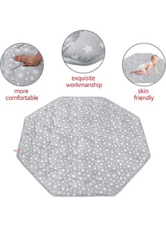 Moonsea Moonsea Octagon Playpen Mat Grey, Non Slip 8 Panel Playpen Mattress Mat Fits Regalo Extra Large Play Yard and hiccapop XL 69" Baby Playpen, Grey Star Octagon Playard Pad  - Image 5