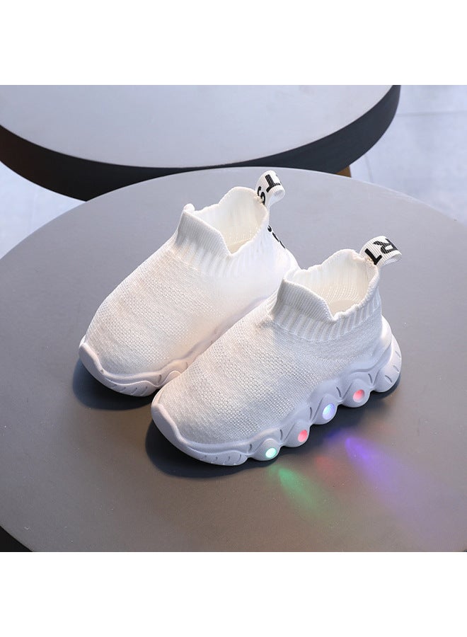 Children's Spring And Autumn Light Socks Shoes Boys And Girls Flying Woven Breathable Light Bottom Slip-on Casual Shoes Baby Versatile Shoes