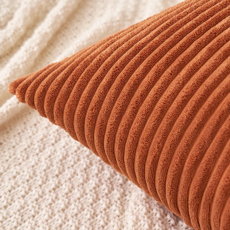 ميولي حزمة Miuleee من 2 وسادة الصدأ تغطي 20 × 20 بوصة ناعم مخطط سقوط السقوط أغطية وسادة مجموعة وسادة مربعة الزخرفة وسادة لأريكة أريكة غرفة نوم الأريكة - Image 2