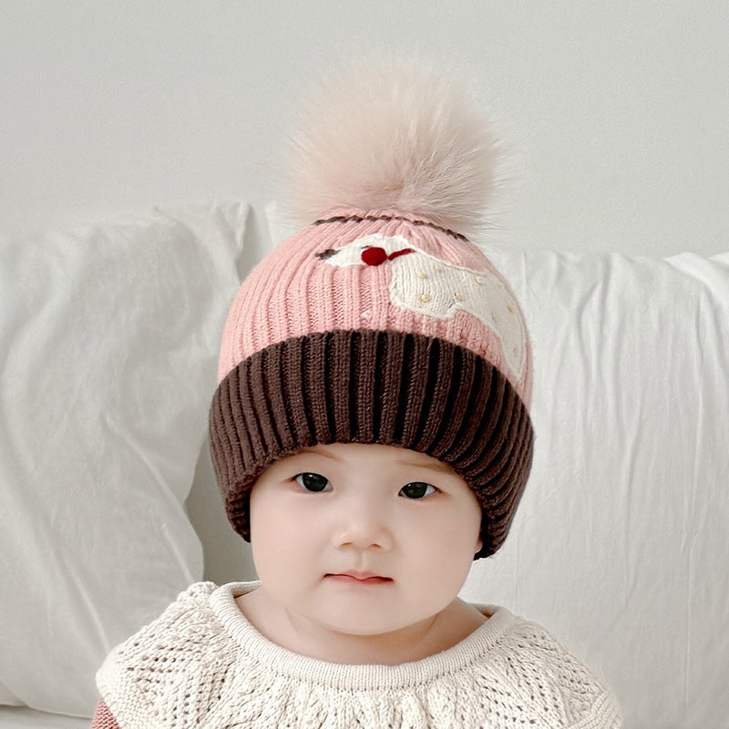 Baby'S Hat Cute Wool Knitted Hat For Boys And Girls Warm Ear Protection Thickened Windproof Cap - Image 4