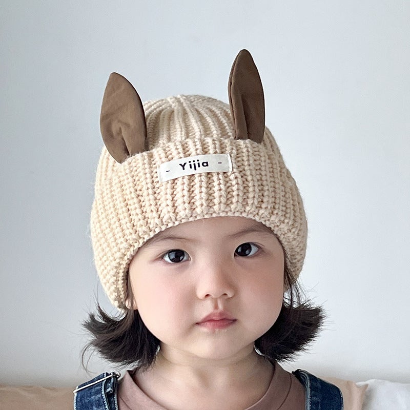 Baby'S Hat Cute Wool Knitted Hat For Boys And Girls Warm Ear Protection Thickened Windproof Cap - Image 1