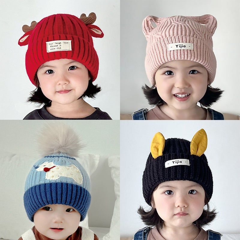 Baby'S Hat Cute Wool Knitted Hat For Boys And Girls Warm Ear Protection Thickened Windproof Cap - Image 2