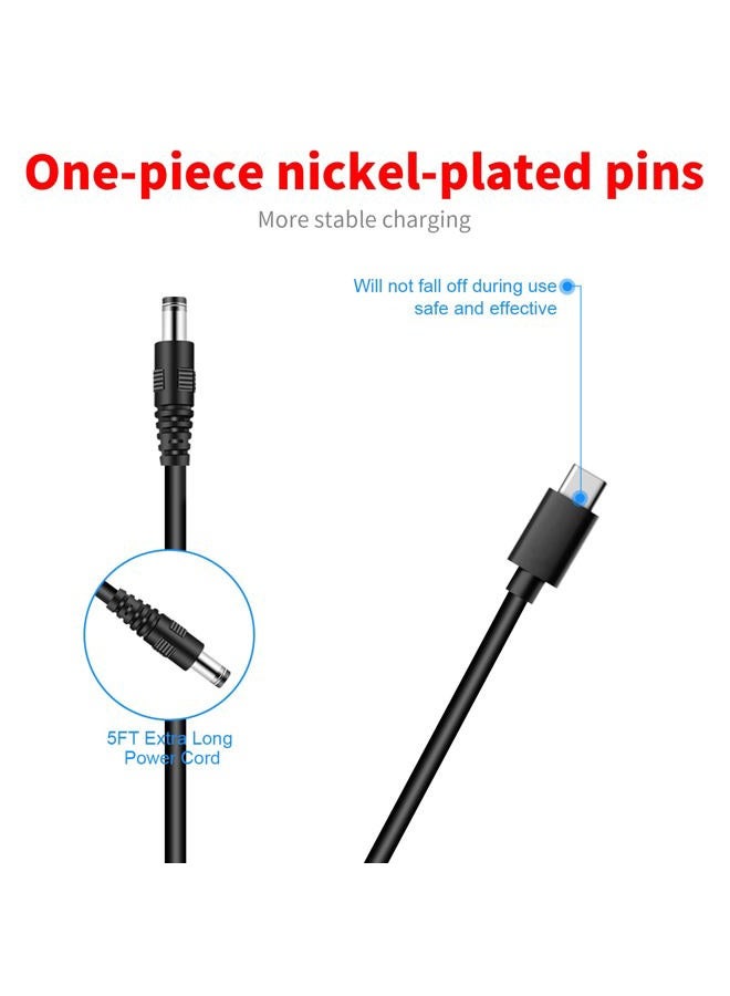 MEROM كابل طاقة عالمي 5 فولت تيار مستمر نوع-C، سلك شحن USB C إلى DC 5.5x2.1 مم مع 8 رؤوس موصلات (5.5x2.5، 4.8x1.7، 4.0x1.7، 3.5x1.35، 2.5x0.7، مايكرو USB، نوع-C، موصل عالمي) - Image 5