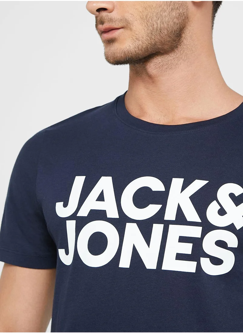JACK & JONES Logo Slim Fit Crew Neck T-Shirt