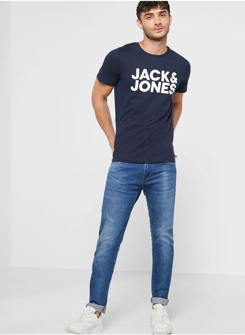 JACK & JONES Logo Slim Fit Crew Neck T-Shirt