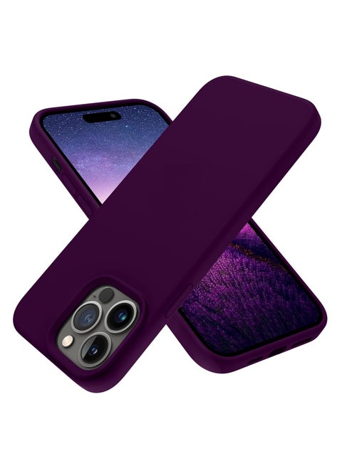 Silicone Case Compatible with iPhone 14 Pro Max, Slim Liquid Silicone, Layers of Soft Gel Rubber Shockproof, Protective Phone Case Cover with TPU Lining (Deep Purple)