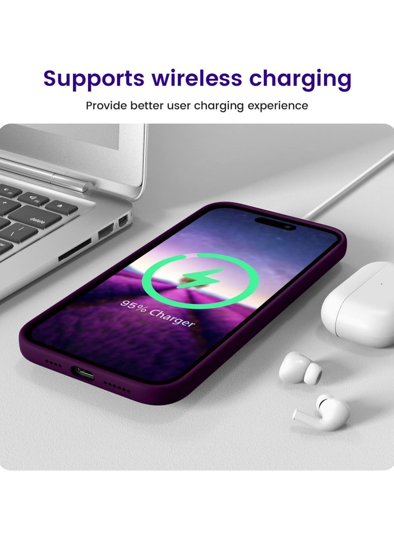 Generic - Silicone Case Compatible with iPhone 14 Pro Max, Slim Liquid Silicone, Layers of Soft Gel Rubber Shockproof, Protective Phone Case Cover with TPU Lining (Deep Purple) - Image 1
