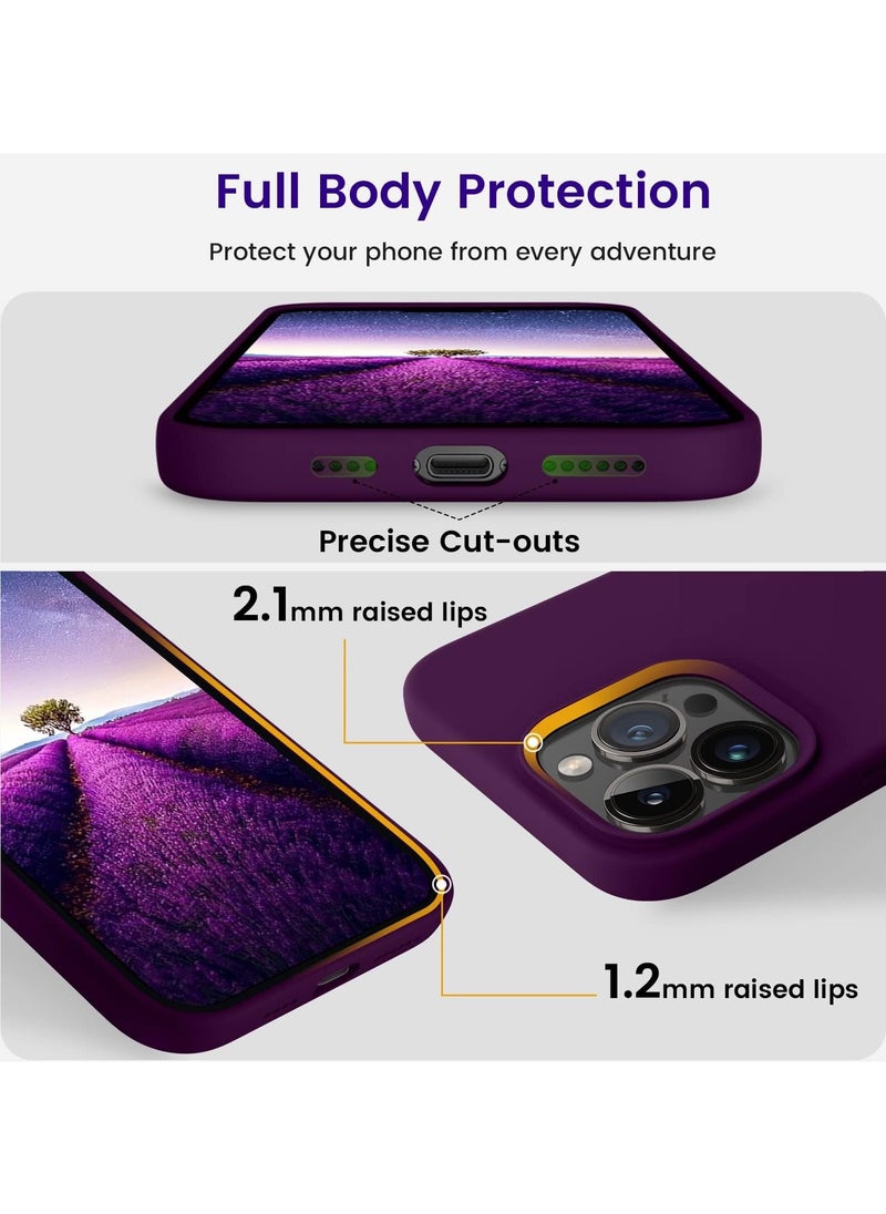 Generic - Silicone Case Compatible with iPhone 14 Pro Max, Slim Liquid Silicone, Layers of Soft Gel Rubber Shockproof, Protective Phone Case Cover with TPU Lining (Deep Purple) - Image 1