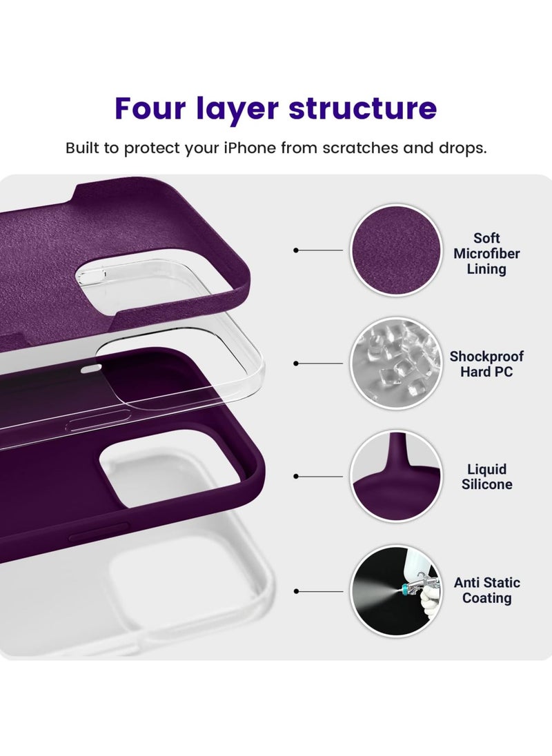 Generic - Silicone Case Compatible with iPhone 14 Pro Max, Slim Liquid Silicone, Layers of Soft Gel Rubber Shockproof, Protective Phone Case Cover with TPU Lining (Deep Purple) - Image 1