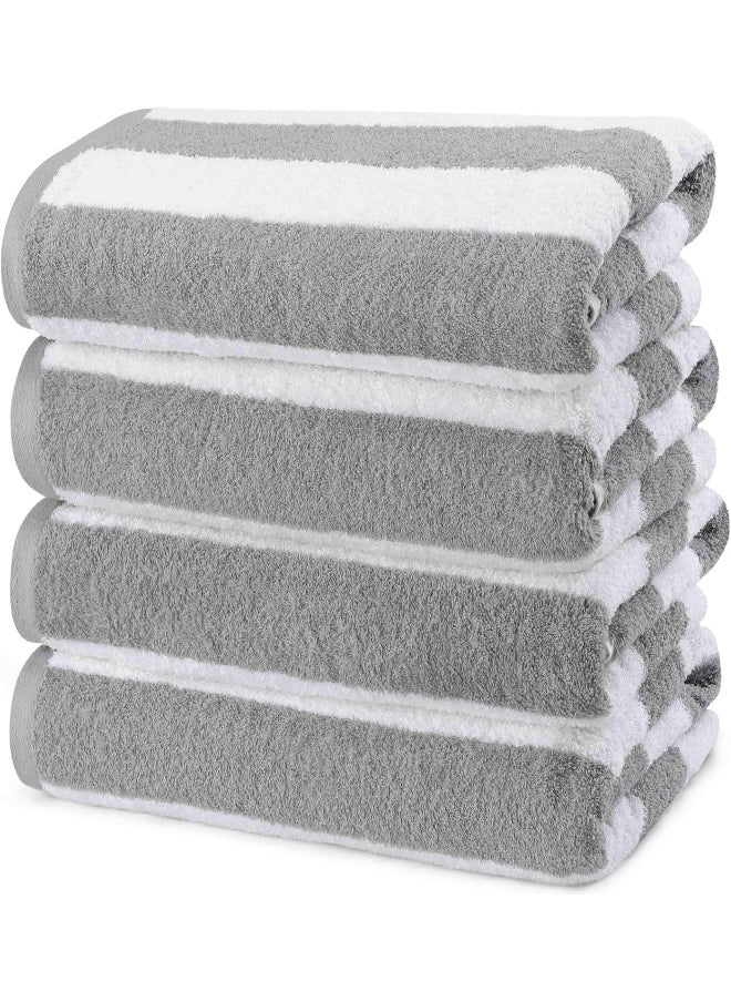 Utopia Towels - Utopia Towels [4 Pack Cabana Stripe Beach Towel, (30x60 Inches) Oversized 100% Ring Spun Cotton Pool Towels, Highly Absorbent Quick Dry Bath Towels for Bathroom, and Swim Towel (Grey) - Image 1