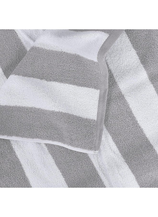 Utopia Towels - Utopia Towels [4 Pack Cabana Stripe Beach Towel, (30x60 Inches) Oversized 100% Ring Spun Cotton Pool Towels, Highly Absorbent Quick Dry Bath Towels for Bathroom, and Swim Towel (Grey) - Image 1